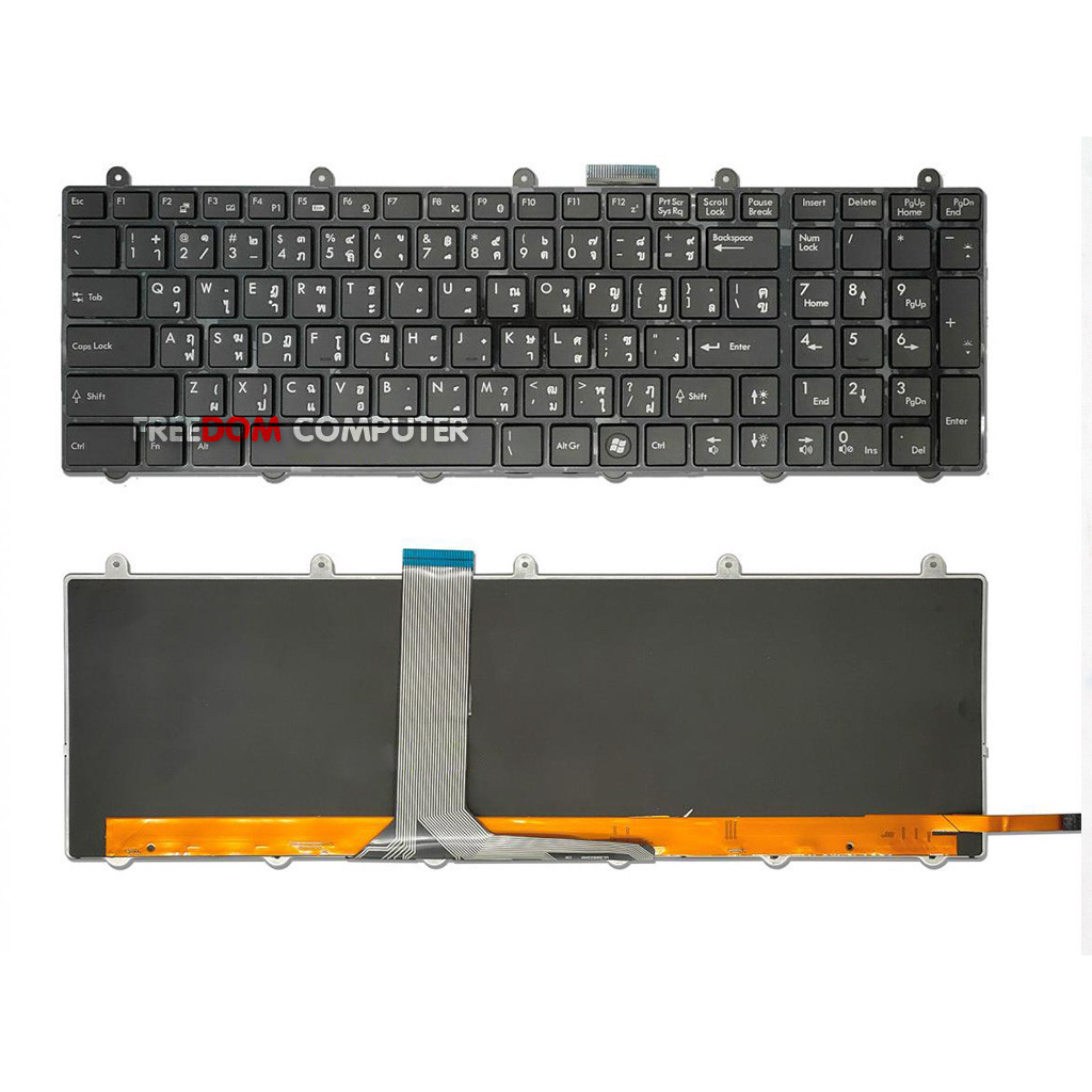 KEYBOARD คีย์บอร์ด Msi GE60 GT60 GT70 GT780 MS-16GA MS-1762 GE70 (ไทย-อังกฤษ) มีไฟ มีหูยึดน๊อตด้านบน
