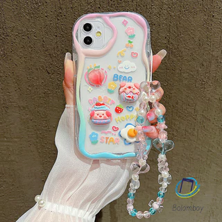 DIY เคส สำหรับไอโฟน 11 15 12 13 14 16 Pro Max 7 8 Plus XR XS X SE 2022 2020 พร้อมสายคล้อง พร้อมอุปกรณ์เสริมสุดน่ารัก
