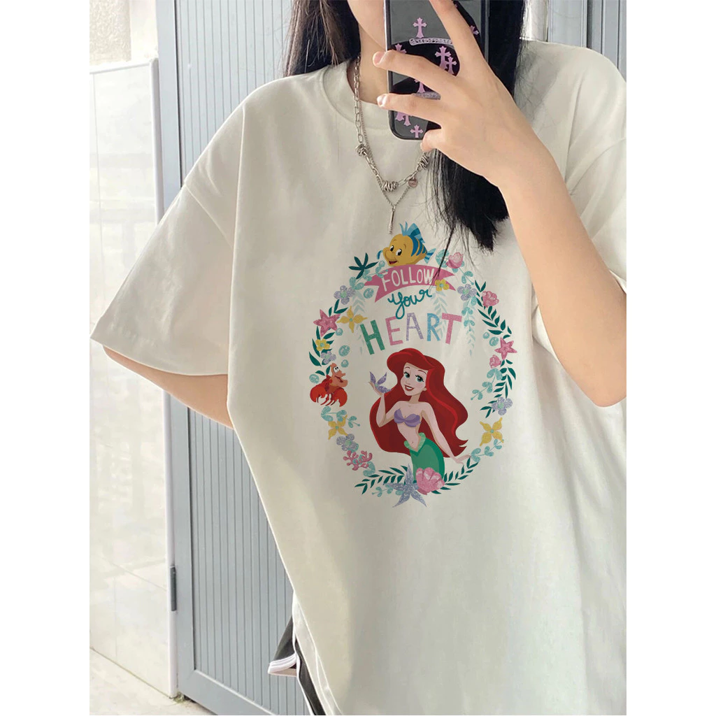 COD✅ (จัดส่งในกรุงเทพฯ) MAO Shop เสื้อยืด oversize - 🧜‍♀️เสื้อยืดแขนสั้นพิมพ์ลายนางเงือกที่สวยงาม #52892