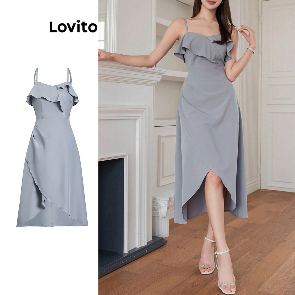 Lovito ชุดลำลอง นัวเนีย ไม่สมมาตรสำหรับผู้หญิง L95ED381