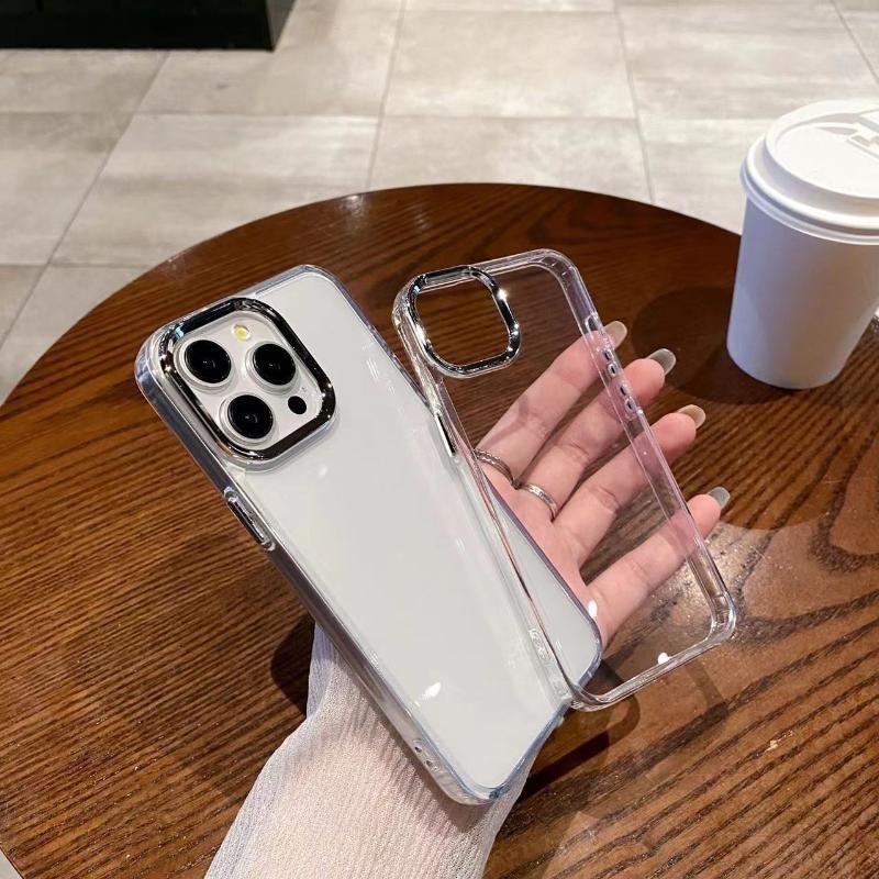 สําหรับ iPhone 15 PLUS 16 Pro Max 13 Pro 12 14 11 รูขนาดใหญ่ป้องกันการตกเคส iPhone ขอบนุ่มโปร่งใส