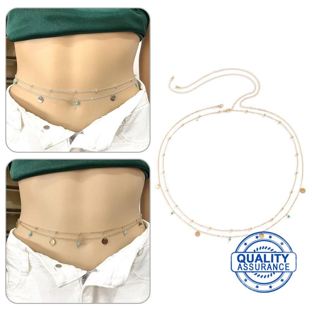 Minimalist พู่เลื่อมเอวโซ่ Double-layer Chain Chain Hip-hop Body กางเกง U4t4