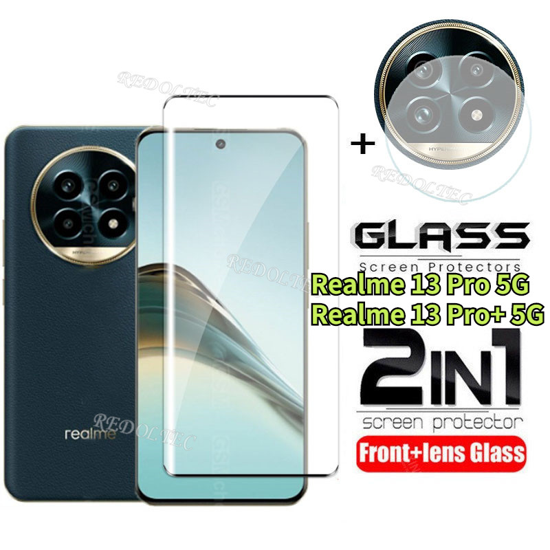 2 in 1 Realme 13 Pro 13 Pro+ Plus 5Gปกป้องหน้าจอ+ตัวป้องกันเลนส์คลุมทั้งหมดRealme13 ProPlus Realme13Pro 13ProPlusกระจกนิรภัยป้องกันกล้องFlimป้องกัน