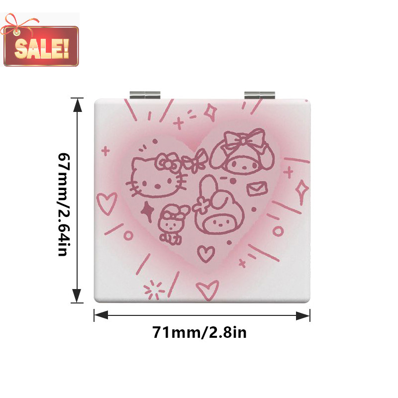 Bl Hello Kitty Mini กระจกแต่งหน้าแบบพกพาน่ารัก Saniro Kt Cat สองด้านพับกระจกแต่งหน้าสําหรับผู้หญิงสาวของขวัญแต่งหน้ากระจก A