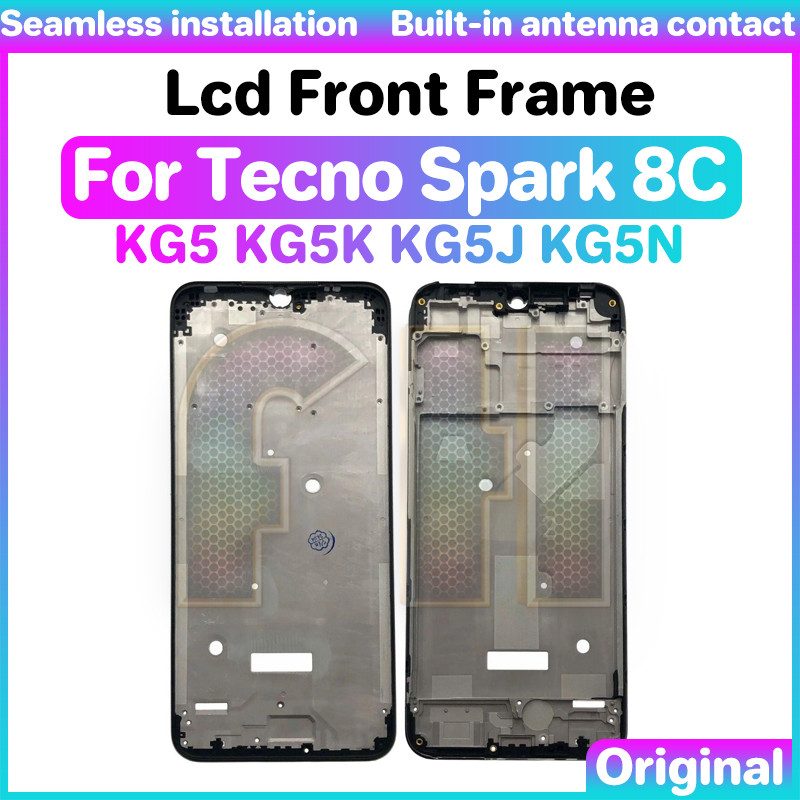 Lcd ด้านหน้าจอแสดงผลกรอบสําหรับ tecno spark 8C KG5 KG5K KG5N KG5J ด้านหน้ากรอบกลาง Faceplate Bezel ข