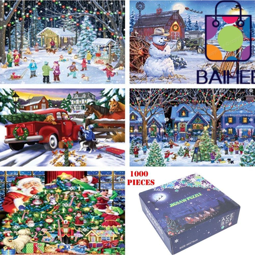 Baihee 1000 ชิ้นคริสต์มาสปริศนาผู้ใหญ่/KidsToy เด็กของขวัญตกแต่งบ้าน Snowman จิ๊กซอว์