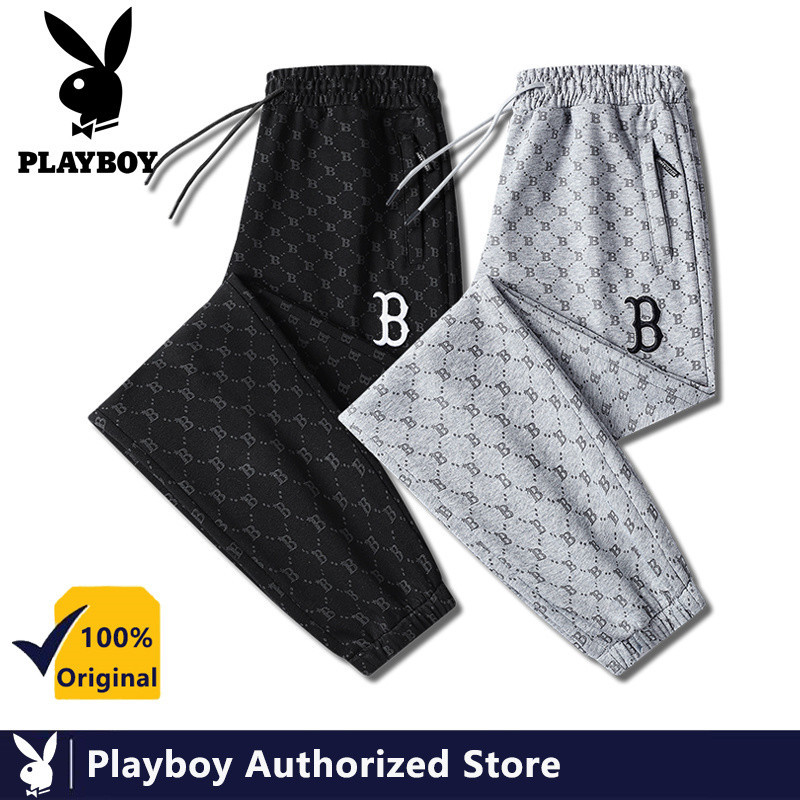 Playboy High Quality  Pants เวอร์ชั่นเกาหลี IceSilk Pants Pants Loose Casual Pants Slim Sweatpants