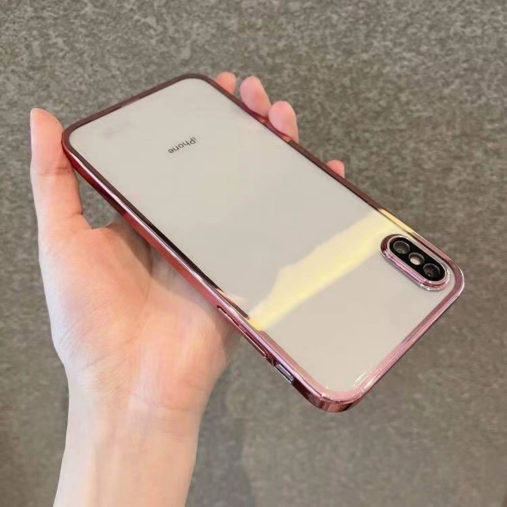 เหมาะสําหรับ iPhone XsMax X XR XS 7 8 Plus 11 12 13 14 Pro Max เคสโทรศัพท์แบบนุ่มเคลือบด้วยไฟฟ้าโปร่งใส, ฝาหลังกันกระแทก