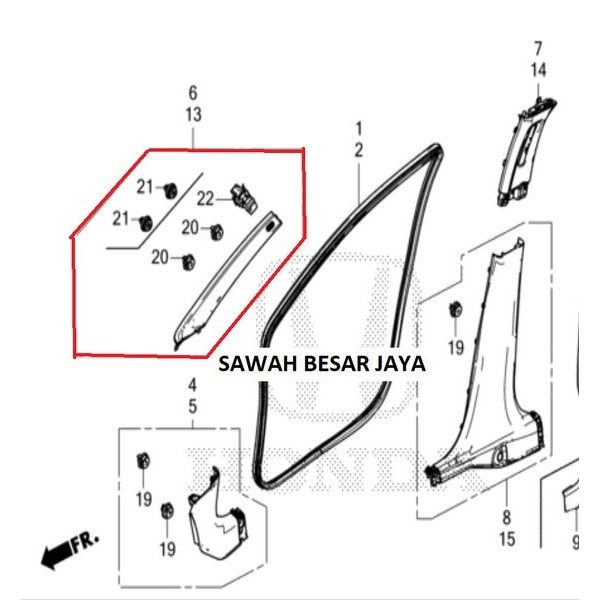 Pre ORDER ฝาครอบ Garnish เสาเสา A กระจกด้านหน้าด้านข้างขวาหรือซ้าย Honda HRV HR-V SE RS Turbo 2022 2