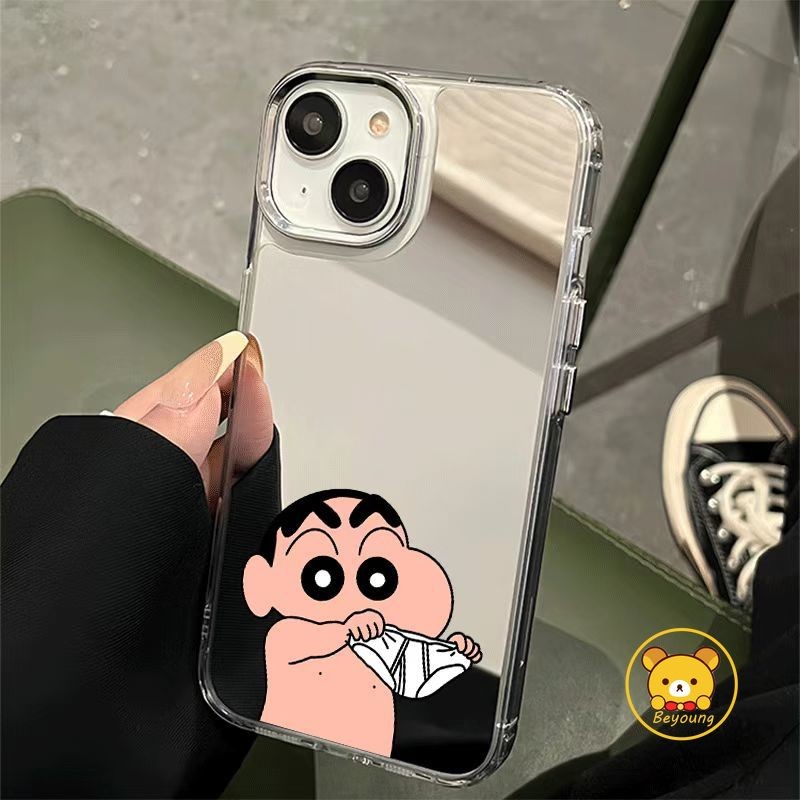 ตลกน่ารักเครยอนชินจังกระจกเคสโทรศัพท์สําหรับxiaomi Poco C61 C51 C50 C40 C31 X6 F5 M6 Pro Redmi 12R 1