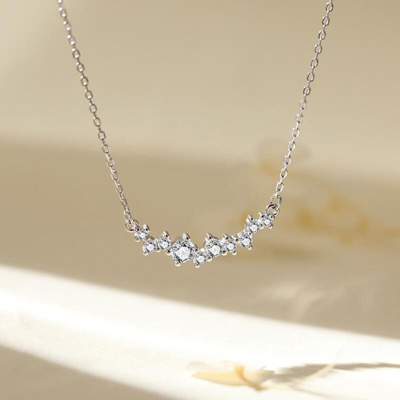 0.9ct 100% จริง Moissanite สร้อยคอ Brilliant Diamond Smile จี้สร้อยคอสําหรับผู้หญิงสาวงานแต่งงานของข