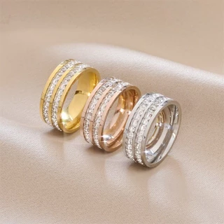💍แหวนไทเทเนียมแบบเพชร แหวนสเตนเลส แหวนผู้ชาย แหวนผู้หญิง แหวนแฟชั่น มีขนาด 6-13 มม.
