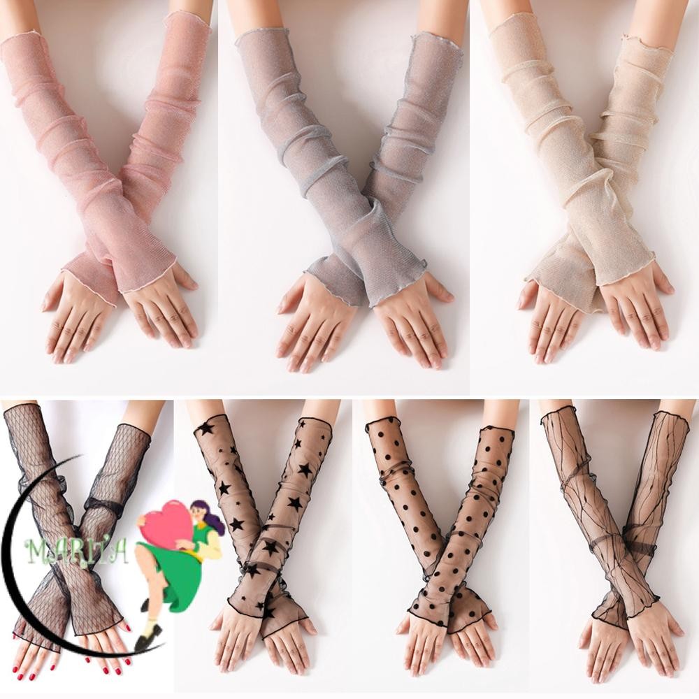 ถุงมือลูกไม้ตาข่าย MARITA เครื่องอุ่นแขนบาง ถุงมือสําหรับปั่นจักรยานระบายอากาศ