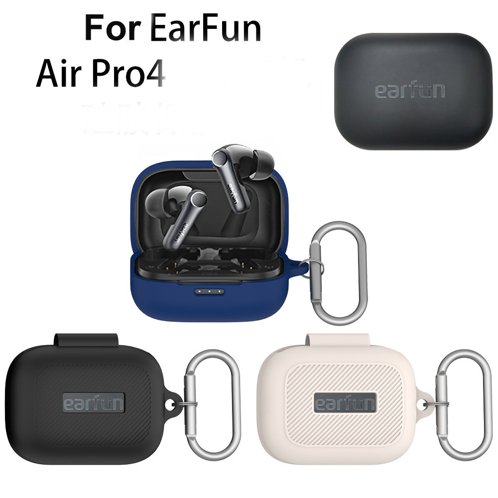 เคสซิลิโคนสําหรับ EarFun Air Pro4 หูฟังไร้สาย,ปลอกป้องกันหูฟังพร้อมCarabinerหูฟังAll-รอบDrop-Proofป้องกันสําหรับEarFun Air Pro4