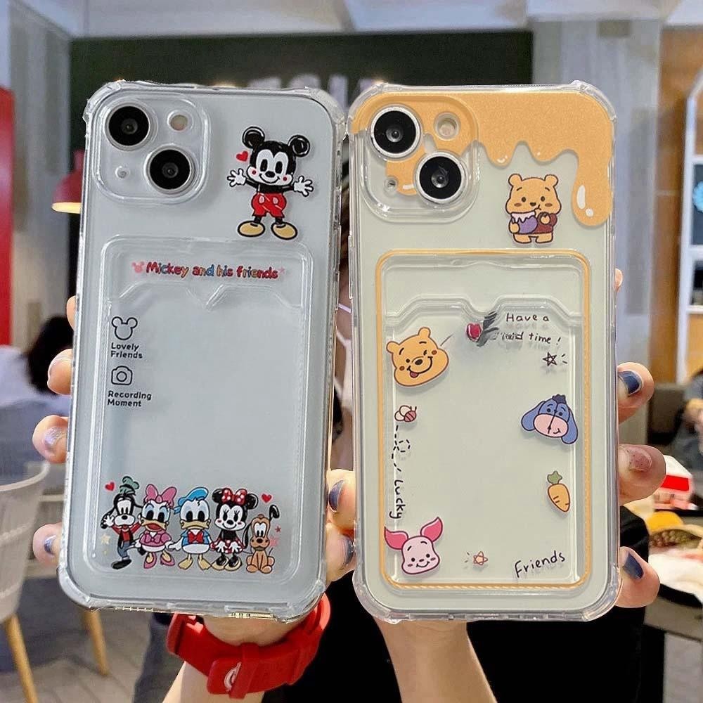 สําหรับ Samsung Galaxy S24 Ultra S22 S23 Plus S21 Ultra S23 S20 FE M54 M53 M33 5G โทรศัพท์มือถือกรณี Winnie The Pooh Bear Tigger Mickey Minnie เมาส์กระเป๋าน่ารักซิลิโคน