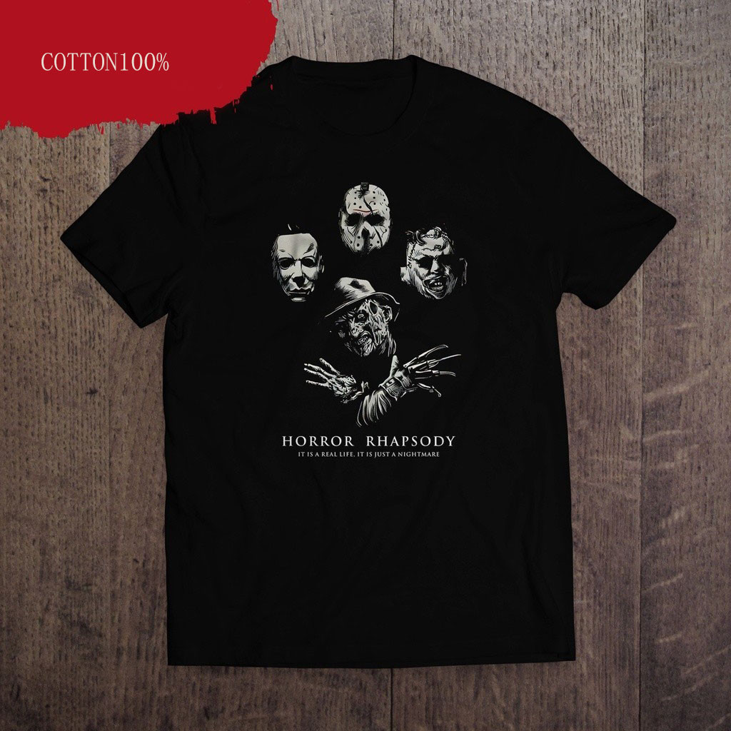T-shirt  เสื้อยืด พิมพ์ลายฮาโลวีนสยองขวัญ RHAPSODY | Freddy KRUEGER | Jason VOORHEES | Michael MYERS