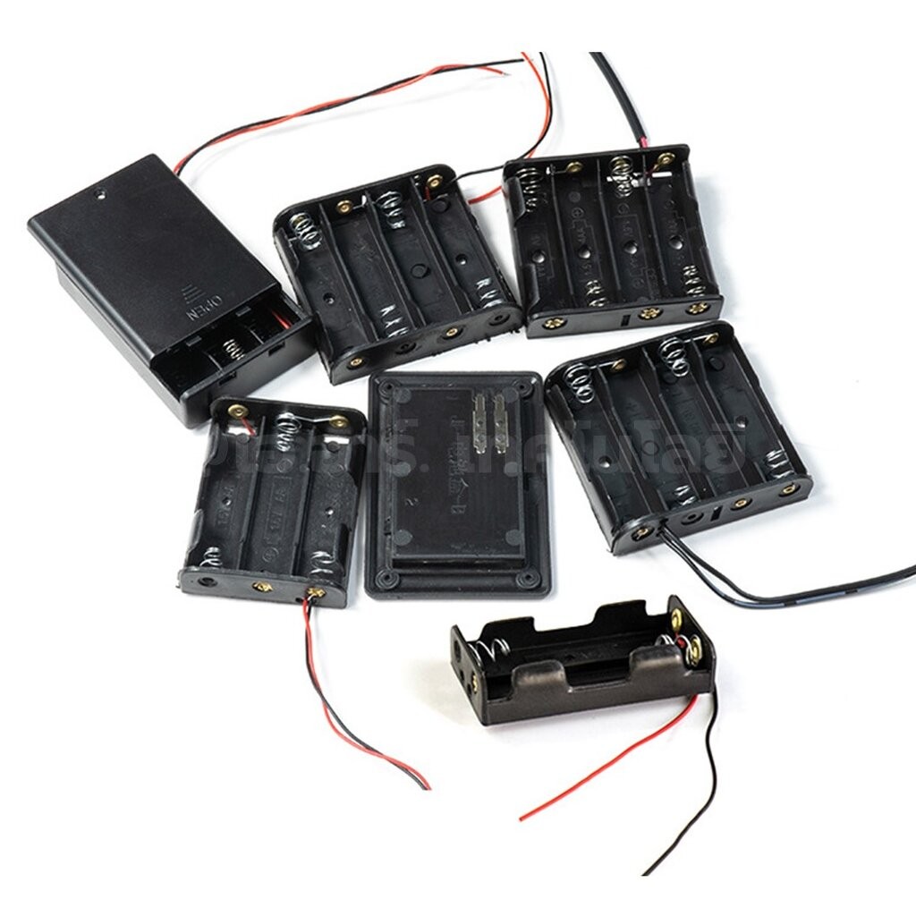 BH-AA รางถ่าน AA 1/2/3/4/8ก้อน แบบมีฝาปิด/ไม่มีฝาปิด อนุกรม Battery Holder Case Box AA 1.5-12VDC กล่องใส่ถ่าน ที่เก็บ...