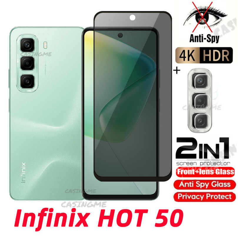 Infinix HOT 50 2024 กระจกนิรภัยส่วนตัว Anti-Spy คลุมทั้งหมดปกป้องหน้าจอ Anti Peek ฟิล์มความเป็นส่วนตัวสําหรับ Infinix HOT 50 Hot50 50i infinixHot50 50Hote 4G 5G Anti Peek ฟิล์มความเป็นส่วนตัว