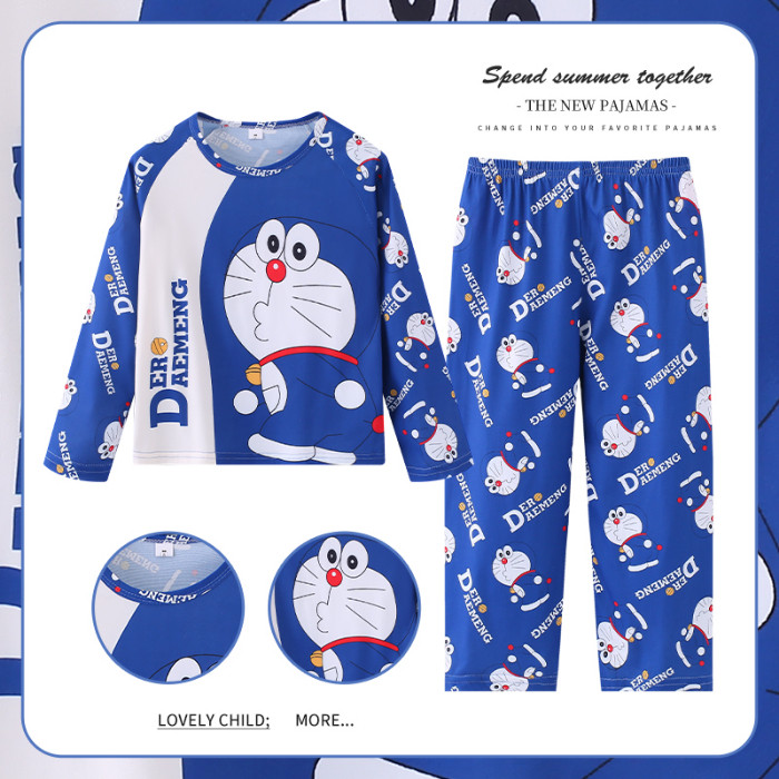 ชุดนอนแขนยาว กางเกงขายาว พิมพ์ลายการ์ตูนน่ารัก สําหรับเด็กผู้ชาย และเด็กผู้หญิง