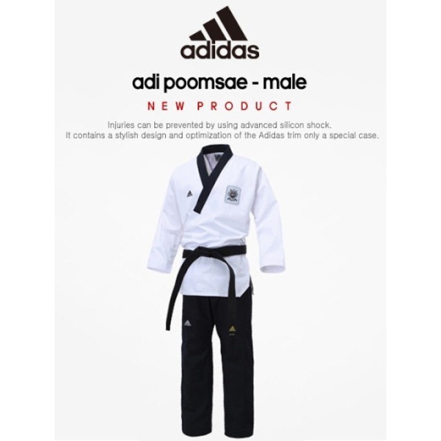 Adidas Taekwondo Karate Dobok Poomsae Black Belt Male Uniform