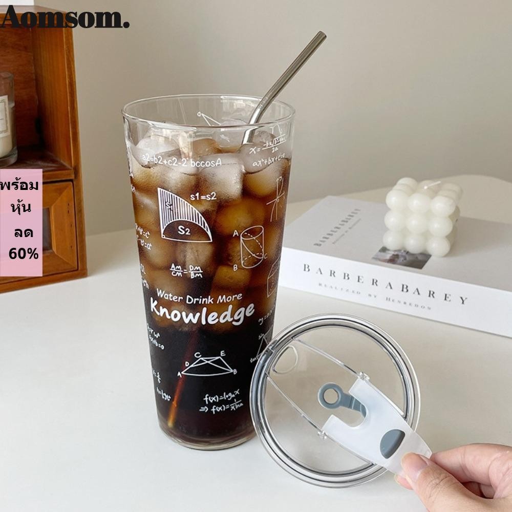 Aomsom ถ้วยแก้ว 1000 มล., พร้อมฝาปิด ถ้วย Sippy ทนความร้อน, แก้ว Borosilicate สูง แก้วน้ําร้อนความจุขนาดใหญ่