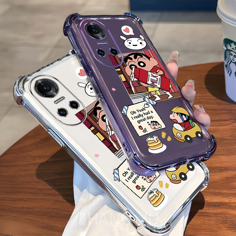 การป้องกันการล่มสลาย case สําหรับ OPPO Reno 10 Pro TPU เปลือกนิ่มโปร่งใสระดับไฮเอนด์ใหม่พร้อมลายการ์ตูนบนเคสโทรศัพท์