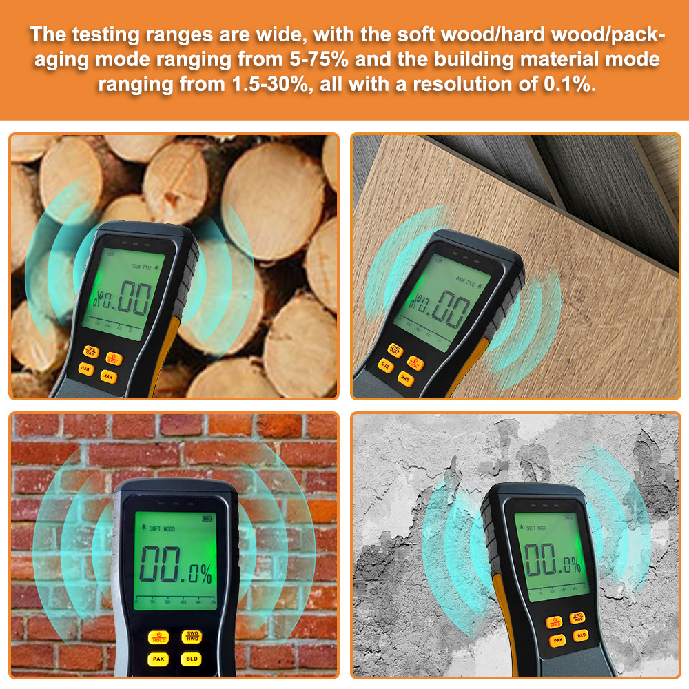 เครื่องวัดความชื้นไม่จําเป็น LCD Digital Wood ความชื้น Test New927