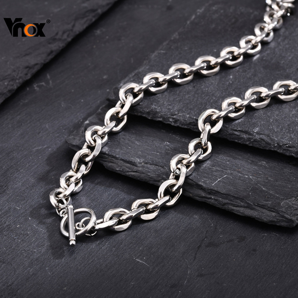 Vnox สแตนเลสสตีล Minimalist Chain, Ot สร้อยคอหัวเข็มขัดสําหรับชาย,แฟชั่นเครื่องประดับครบรอบของขวัญ