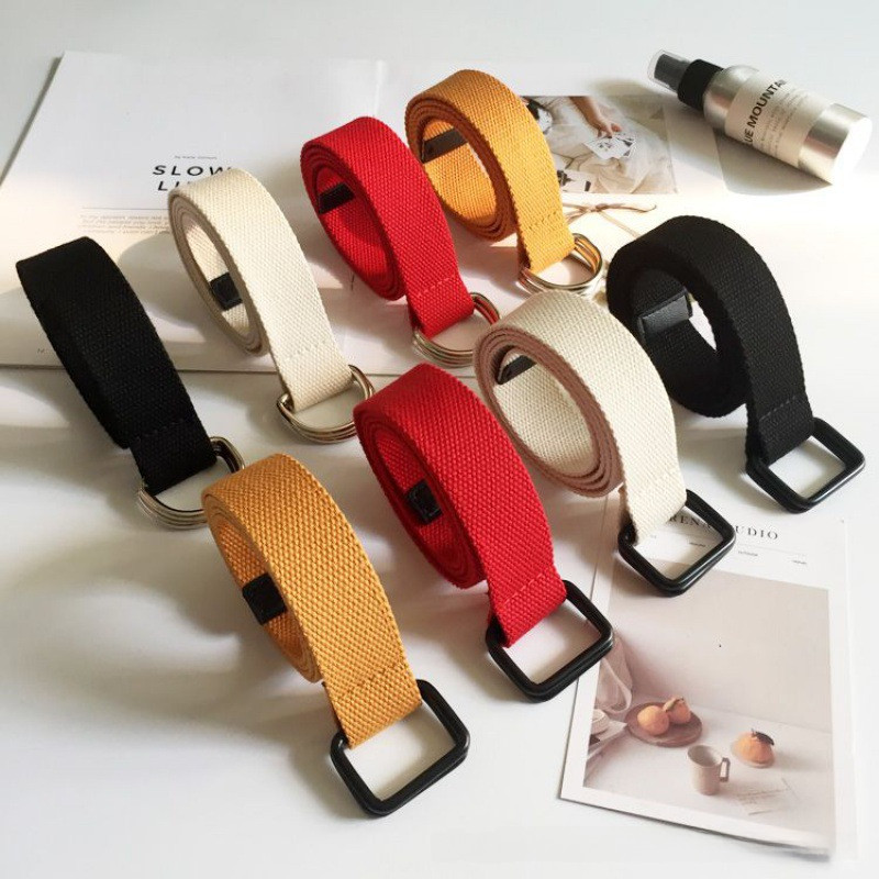 เข็มขัดผ้าใบ, เข็มขัดนักเรียนและเด็ก, เข็มขัดผ้าหัวเข็มขัดคู่ unisex, สไตล์ฮิปฮอป