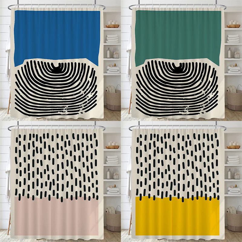 Bathroom Nordic Abstract Painting Shower Curtain Medieval Minimalist Art Polyester Fabric Shower Cur