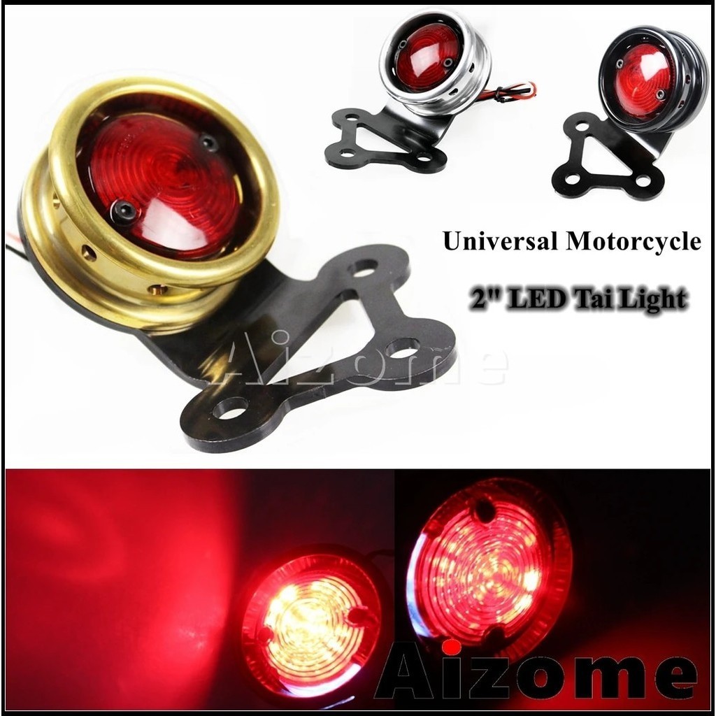 AI Universal Motorcycle Retro Tail Lights LED Cefe Racer Taillight For Harley Honda Suzuki Bobber Ch