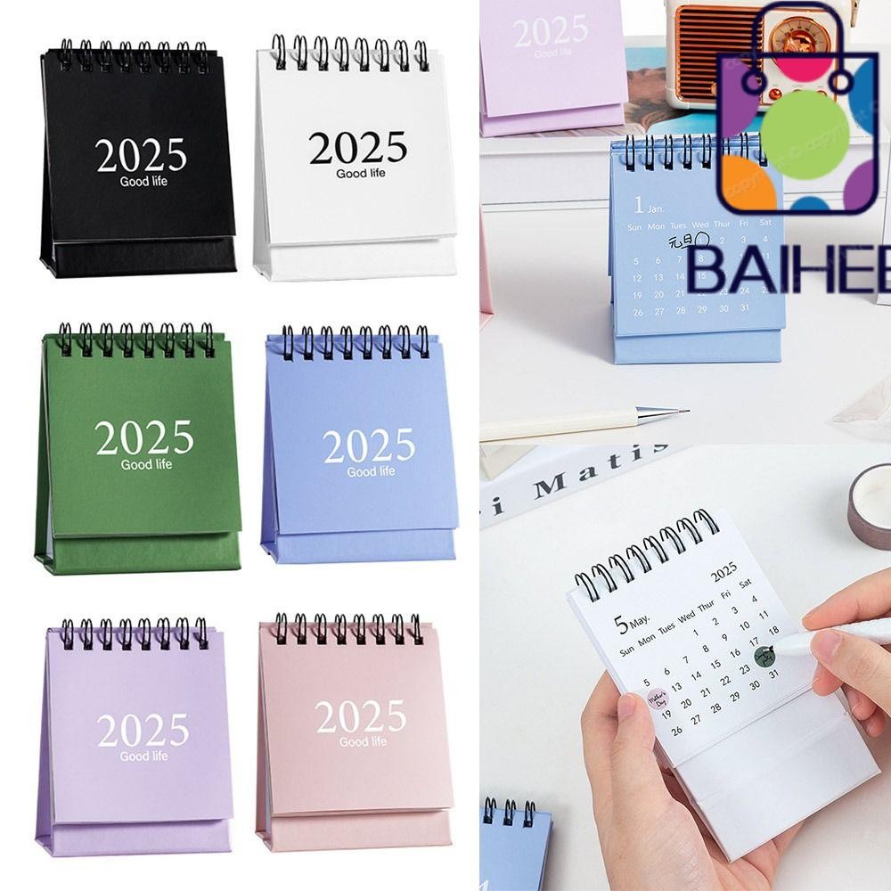 ไป่เหอ ปฏิทินตั้งโต๊ะตั้งโต๊ะตั้งโต๊ะตั้งโต๊ะน่ารัก 2025 ปฏิทินตั้งโต๊ะ, 2024.7-2025.12 เรียบง่ายรายปีวางแผนรายวัน
