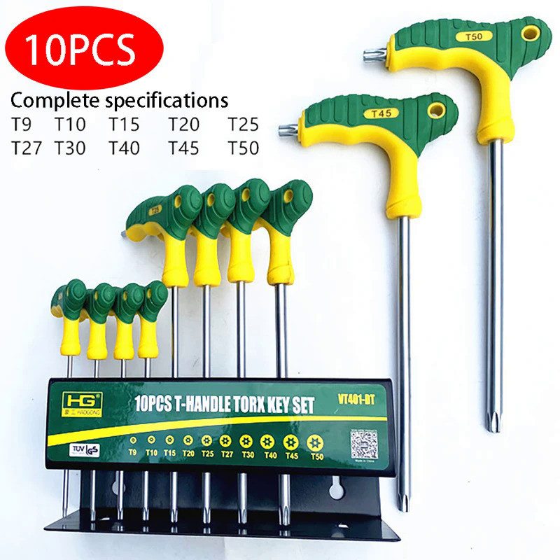 10pcs Allen Wrench Tool Screwdriver Hexagon Spanner Star  T-Handle Hex Key Wrench Hex Torx Wrench wi