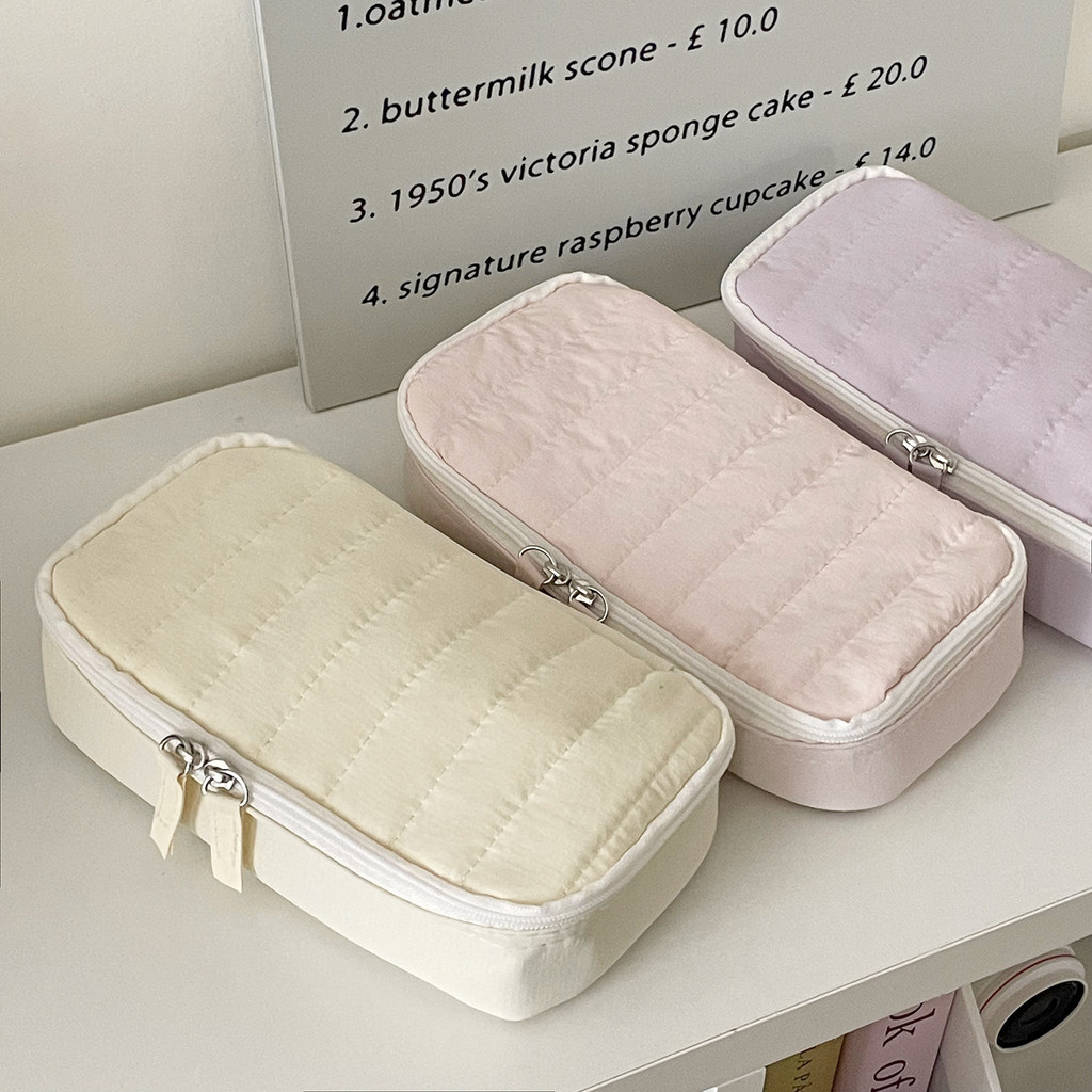 Simple Simple Simple Macaron Plain Elegant Solid Color Pencil Case High-value Student Portable Simple Stationery Box Multifunctional Small Storage Bag