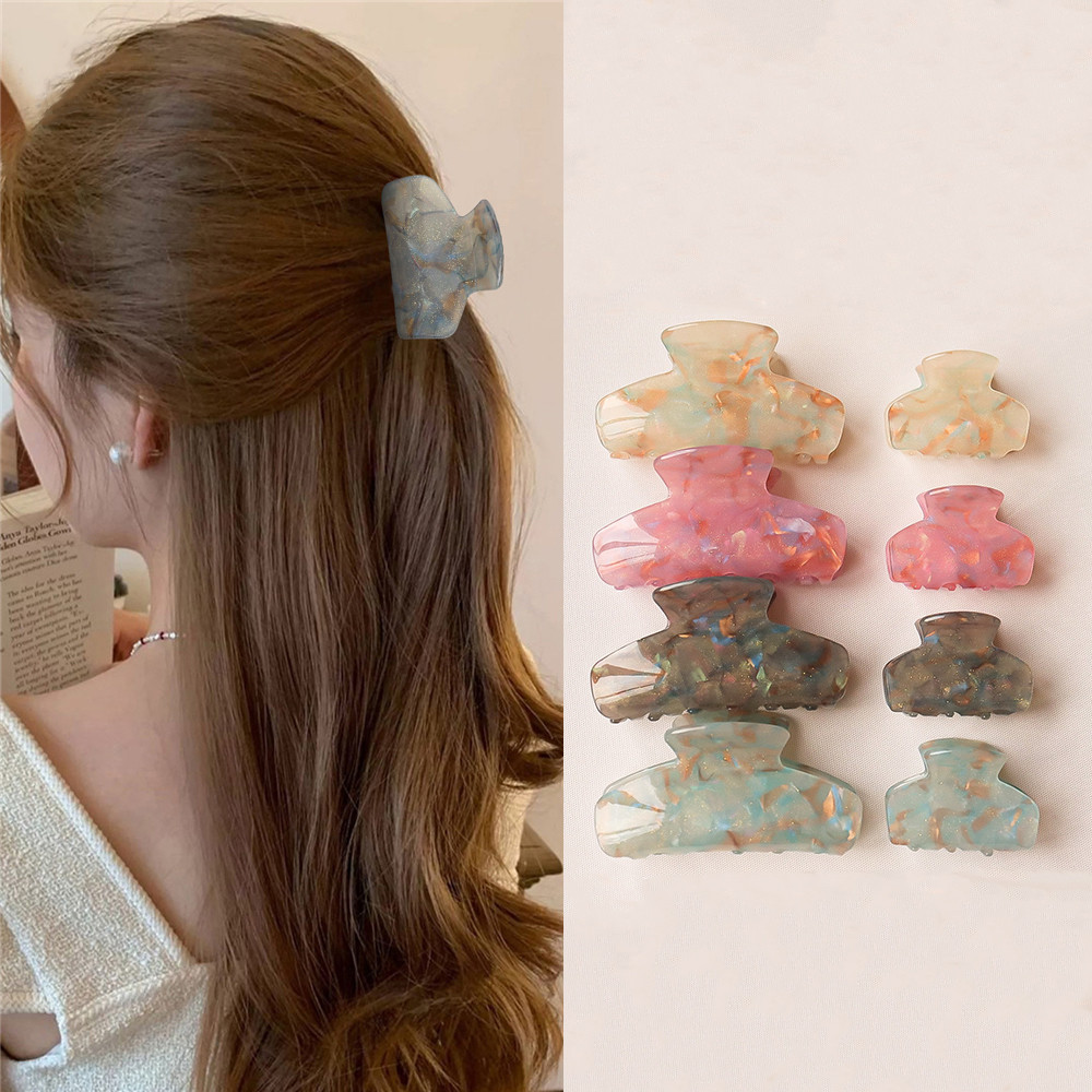 กิ๊บติดผมเกาหลี กิ๊บฉลามกรดอะซิติกอมตะสีขั้นสูงขนาดเล็กสดฝันหวานซอกหางม้าคลิปสําหรับผู้หญิง