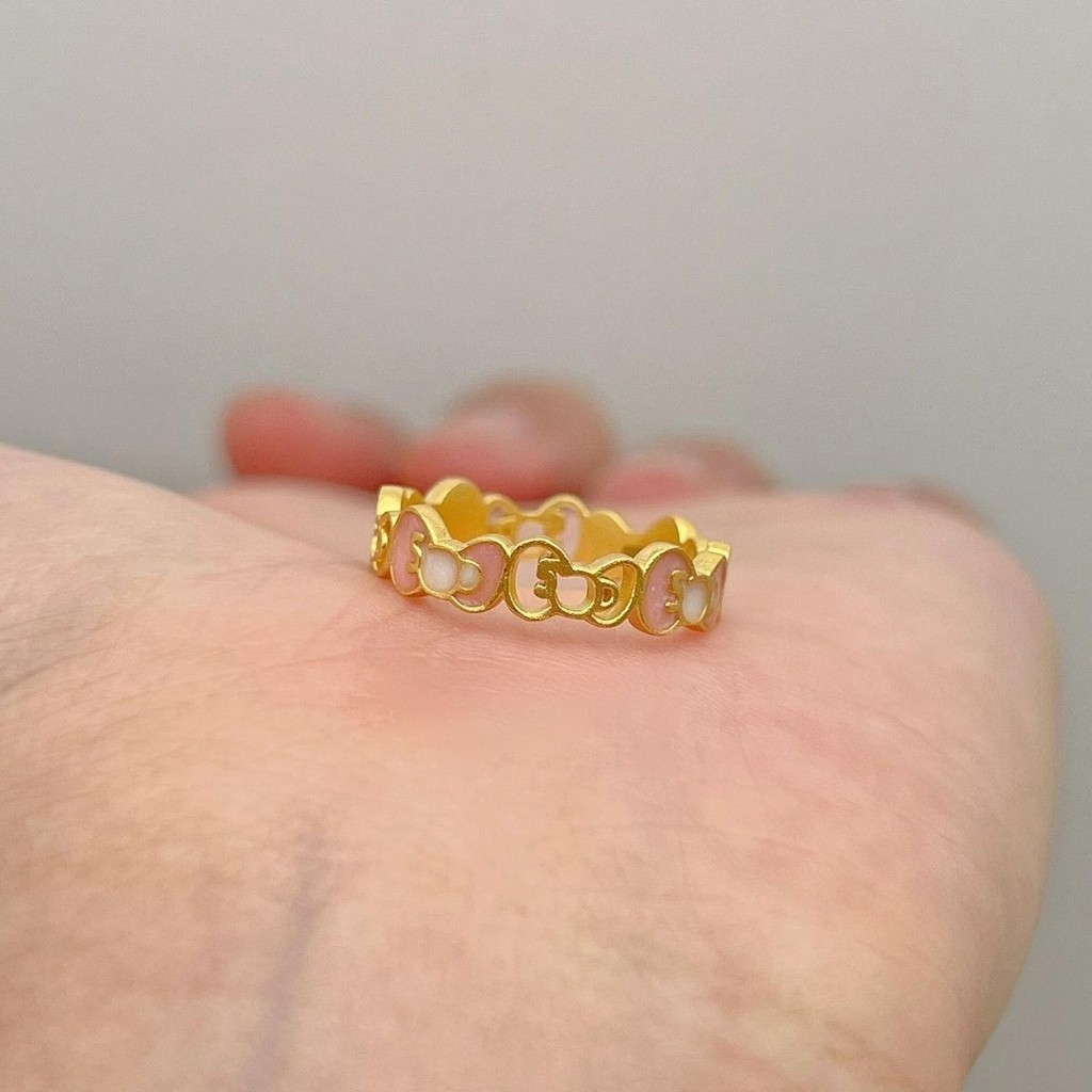 Hello Kitty Bow Golden Ring ความรู้สึกระดับไฮเอนด์มูลค่าสูงแฟชั่นทุกคู่แหวนหวานประณีต