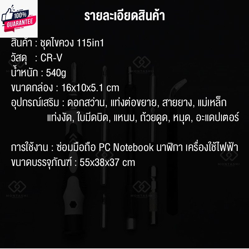 ชุดไขควงแยกชิ้น115หัว ชุดไขควง115in1 ไขควงพกพาอเนกประสงค์ ไขควงอเนกประสงค์ ไขควงพร้อมดอก115หัว