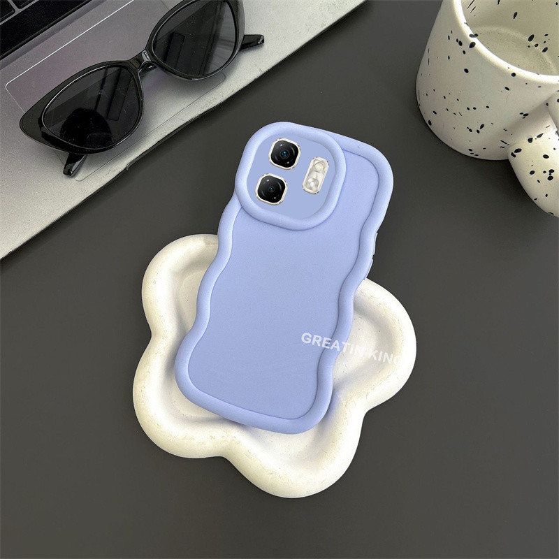 Macaron Wave Casing สําหรับ Infinix Hot 50i / Infinix Smart 9 เคสโทรศัพท์ Soft TPU สีลูกกวาดกันกระแทก Anti-Drop ปกน่ารัก