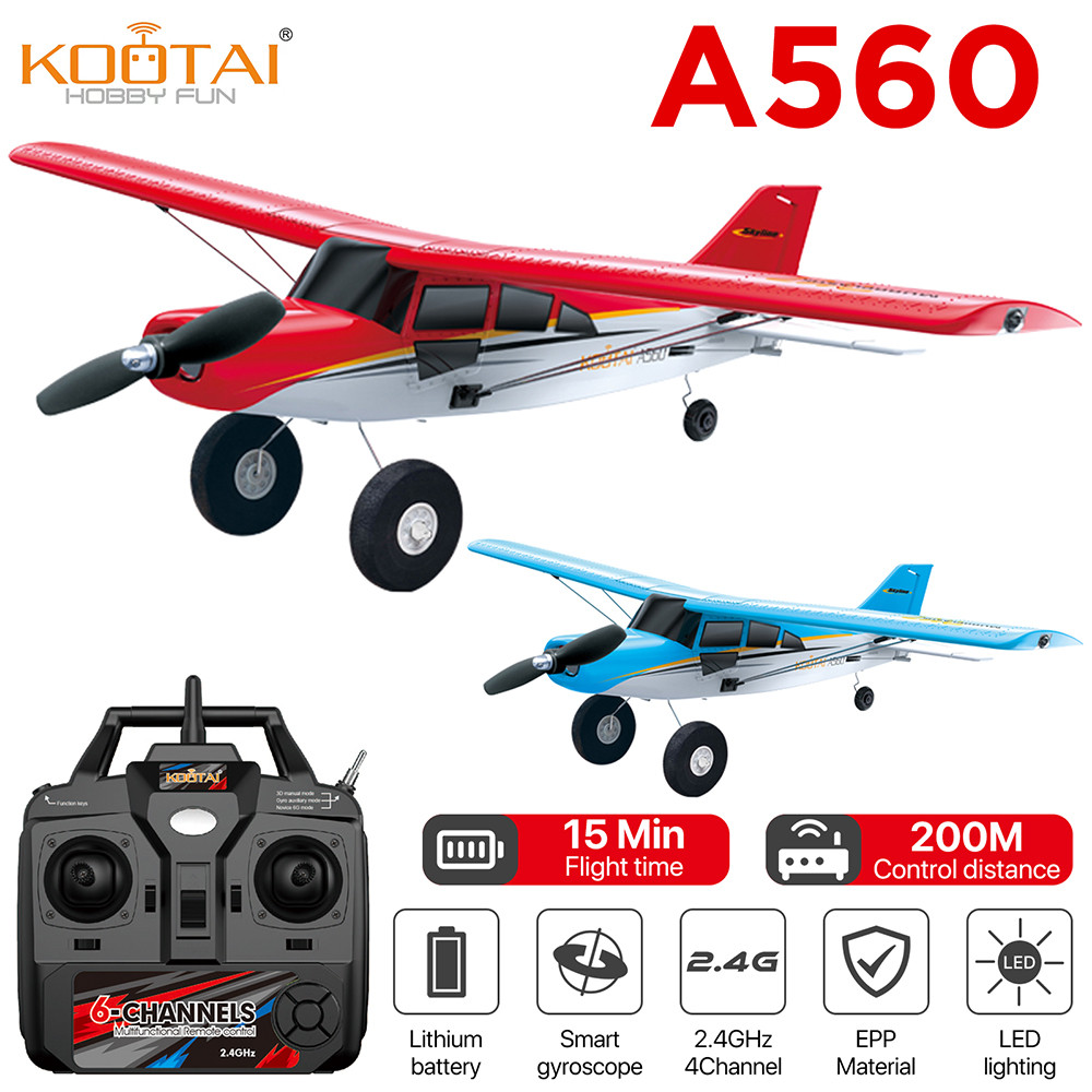 Kootai HOBBY FUN A560 RC เครื่องบิน 2.4GHZ 4CH 200M RC ระยะทาง EPP Gliding RC เครื่องบิน