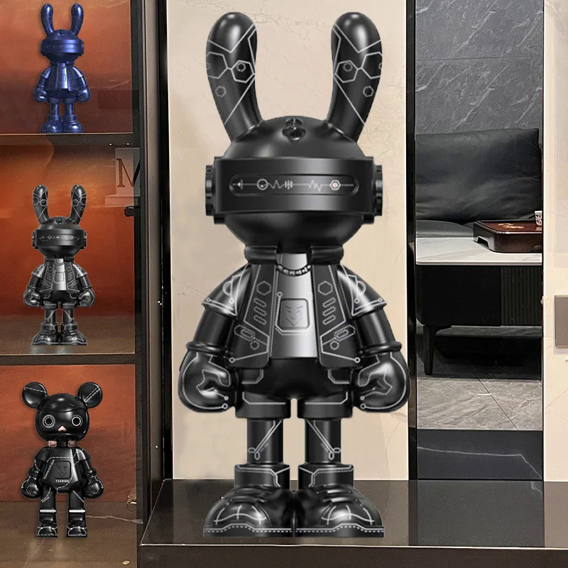 34cm Fashion Brand Y2k Rabbit Statue Robot Bearbrickly Large Sculpture Resin Desktop Figuriens Ornam