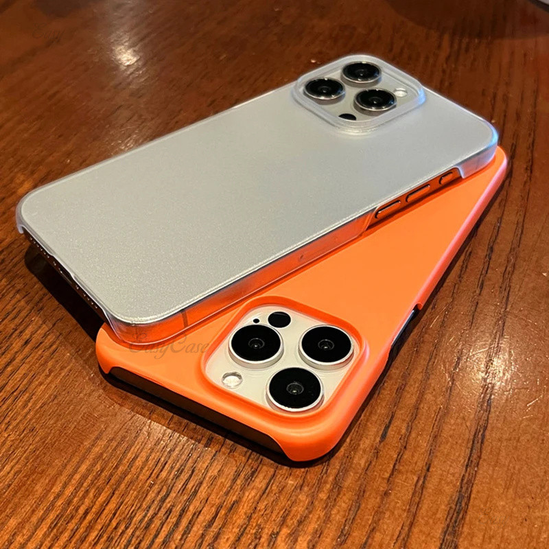 หรูหราสีทึบเคสบางเฉียบสําหรับiphone 16 15 14 13 12 Pro Max Plus 13 Mini Matte HardปกหลังMatteครึ่งห่อPCกรณี