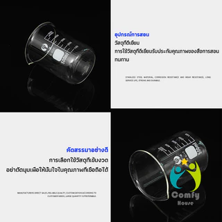 Comfy ถ้วยแก้วทนความร้อนสูง สำหรับการทดลองทางวิทยาศาสตร์ หรือการวัดของเหลวอื่น ๆ 50ml 100ml 200ml 250ml Glass Beaker