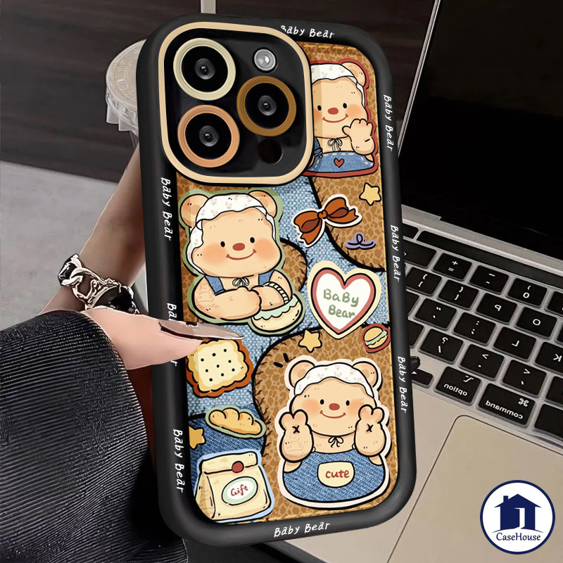 เคสนิ่มลายหมีเนยน่ารัก เข้ากันได้กับ Redmi 13C 10 9C 10C 12C 10A 12 9A 9 9T 9C NFC Note 9 11 13 12 8 10 Pro POCO M3 C55 ราคา ถูกที่สุด ดีลบีเคเค แกลเลอรีภาพที่ 3