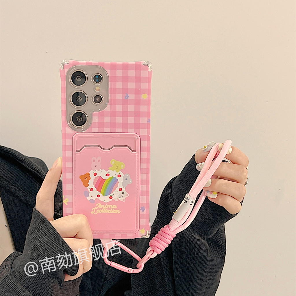 เหมาะสําหรับ Samsung s24ultra เคสโทรศัพท์เป็น s23u พร้อม Lanyard s22 Plus สิบ a52s21fe a55note20s10s20a54a53 โซ่เชือกเส้นเล็กแบบบูรณาการ 10 + Plus สาว Niche แบบพกพา