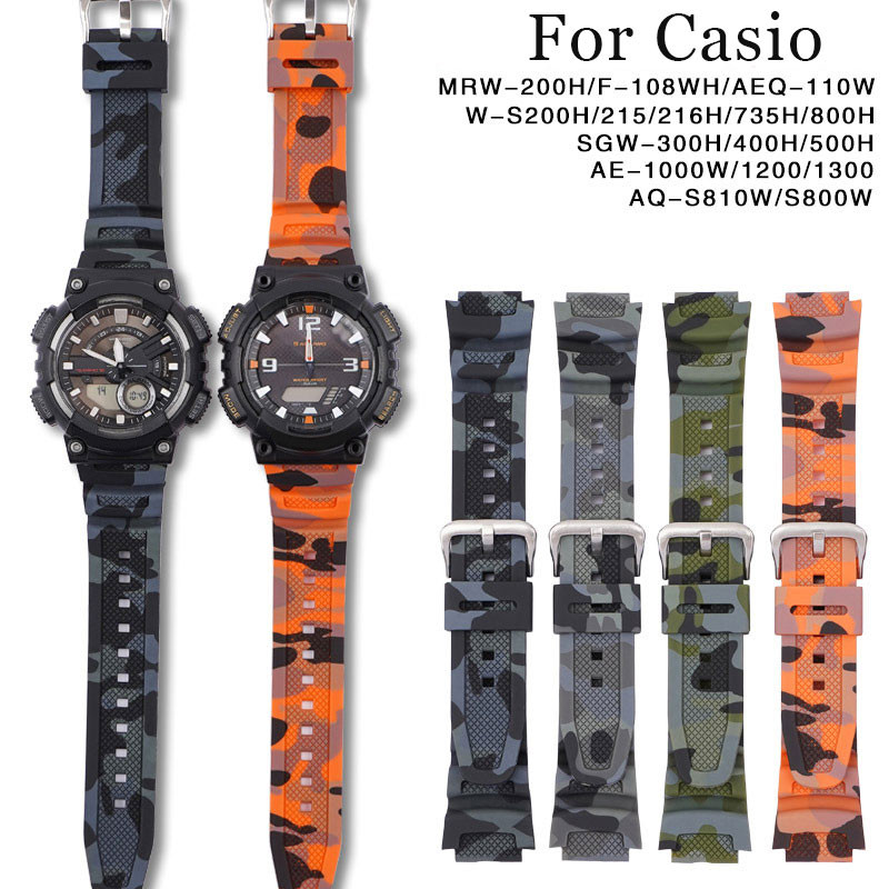 สายนาฬิกายางสายนาฬิกาซิลิโคนสําหรับ Casio G-shock สร้อยข้อมือ W-800H W-216H AE-1000W AE-1300 W-S200H AEQ-110W นาฬิกาดิจิตอลสายนาฬิกาสายรัดข้อมือผู้ชายผู้หญิงนักเรียนเข็มขัดข้อมือ