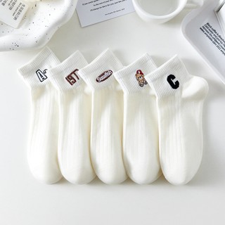 HOME818 ถุงเท้าข้อสั้น (5ลาย/10คู่) ถุงเท้าแฟชั่นเกาหลี เนื้อผ้านุ่มงานถักอย่างดี ลายการ์ตูน NO.B97