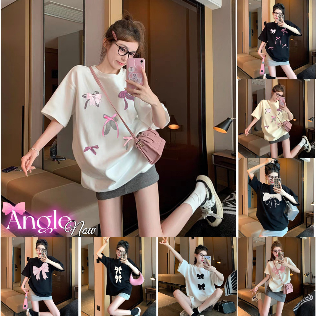 COD （จัดส่งตลอด 24 ชั่วโมง）TouchTH เสื้อยืดแขนสั้นพิมพ์ลายโบว์สำหรับผู้หญิงเสื้อระดับไฮเอนด์ฤดูร้อนดูดีสุดๆ （TC)）