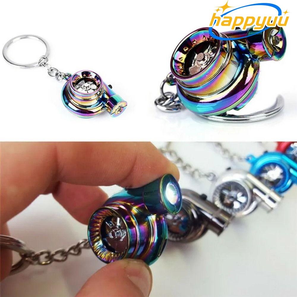 Happyuu 1 ชิ้น Turbo พวงกุญแจ,โลหะ LED Sound Key แหวน,แขนแบริ่ง Spinning รุ่น Turbine รถ Turbo รูป Key Chain จี้