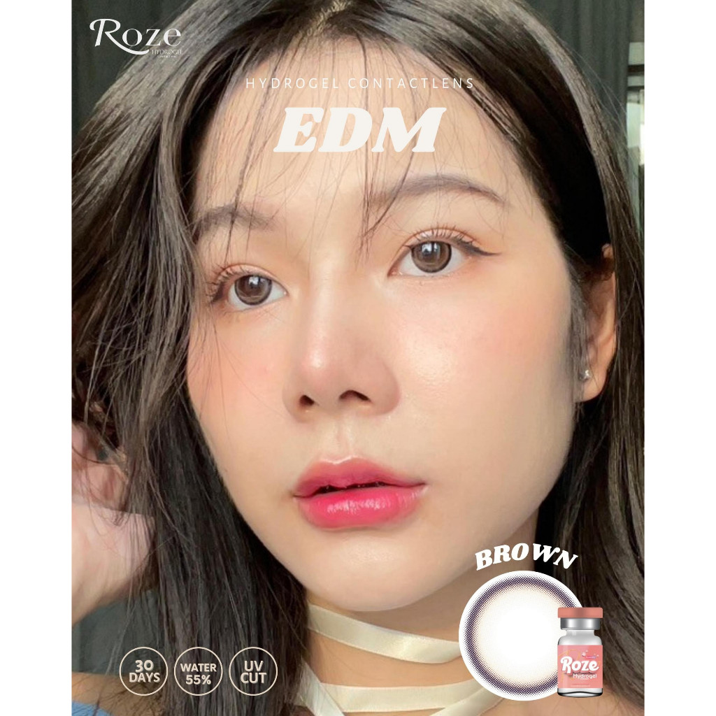 🔥คอนแทคเลนส์ Hydrogel❤️Size : M❤️EDM (Rozelens) สี : Brown / Gray