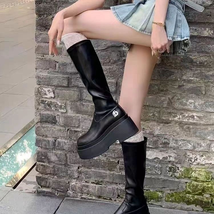 รองเท้าหนังรองเท้าบูทสวมใส่ด้านนอกซับขนแกะซิปหนาsoled
